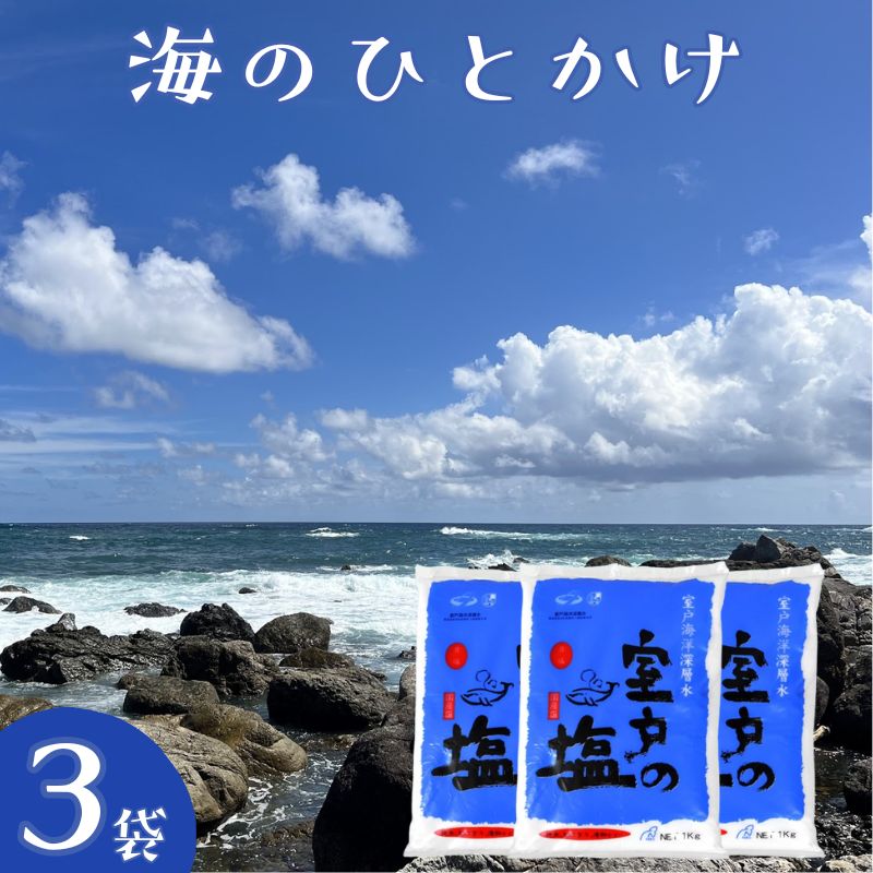 海のひとかけ 1kg×3袋 業務用 塩 調味料 塩分 熱中症対策 海洋深層水使用 結晶 うまみ 高知県室戸市 海洋深層水