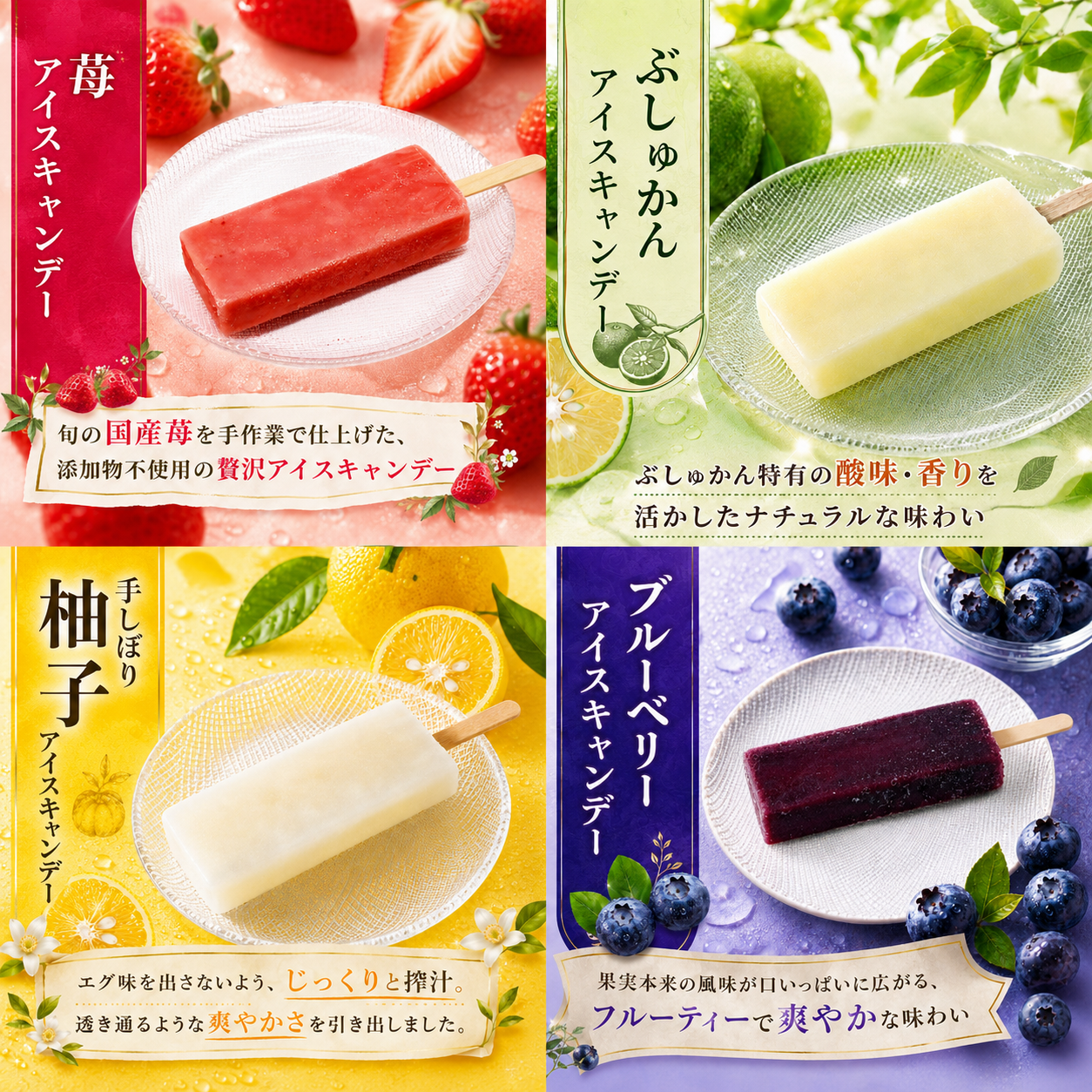 久保田アイスセットB 16個 ぶしゅかん 柚子 いちご ブルーベリー 抹茶 ミルク バナナ クリーム キャンデー キャンディー 食べ比べ 詰め合わせ スイーツ フルーツ 久保田食品 高知県 南国市 KB041