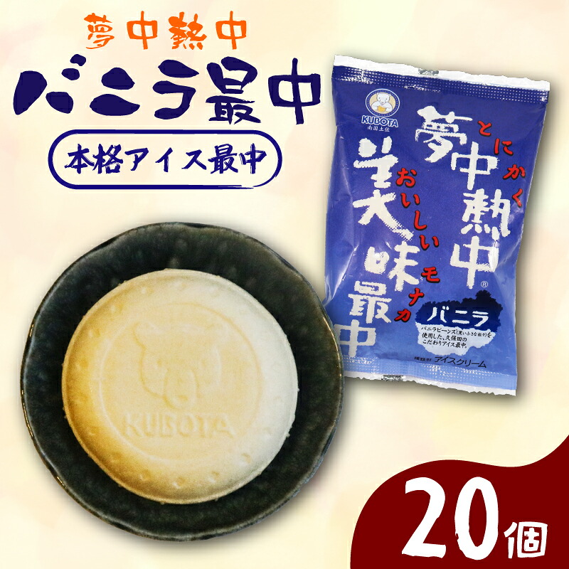 夢中熱中バニラ最中 110ml×20個 アイスクリーム もなか 人気 大容量 有名 セット 詰め合わせ スイーツ ジェラート 久保田食品 高知県 南国市 KB017