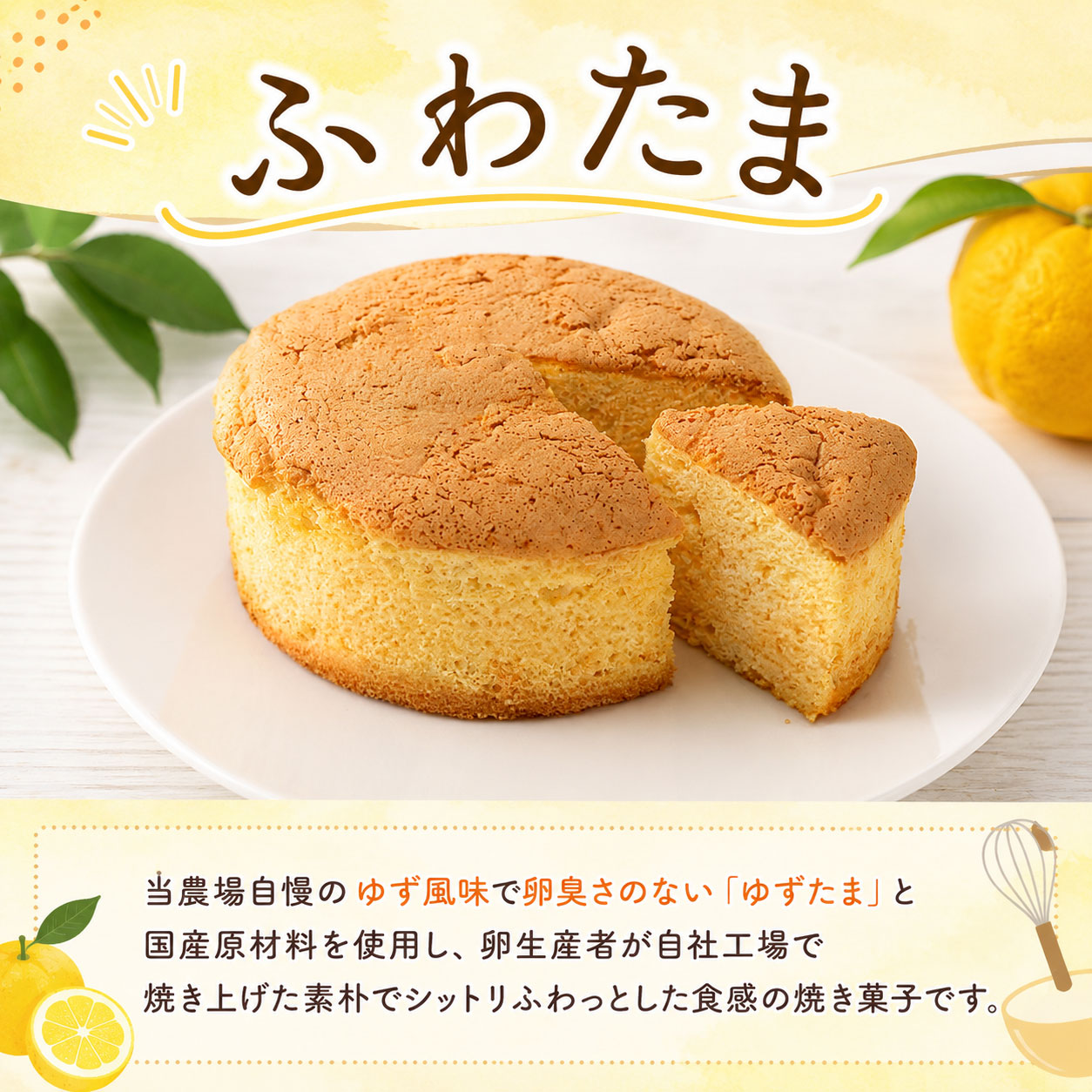 ホール焼き菓子 2種セット ふわたま カステラ おかし 焼き菓子 ケーキ スイーツ おやつ ギフト 贈答 たまご 卵 ゆず 柚子 人気 おすすめ 高知県 南国市 YN039