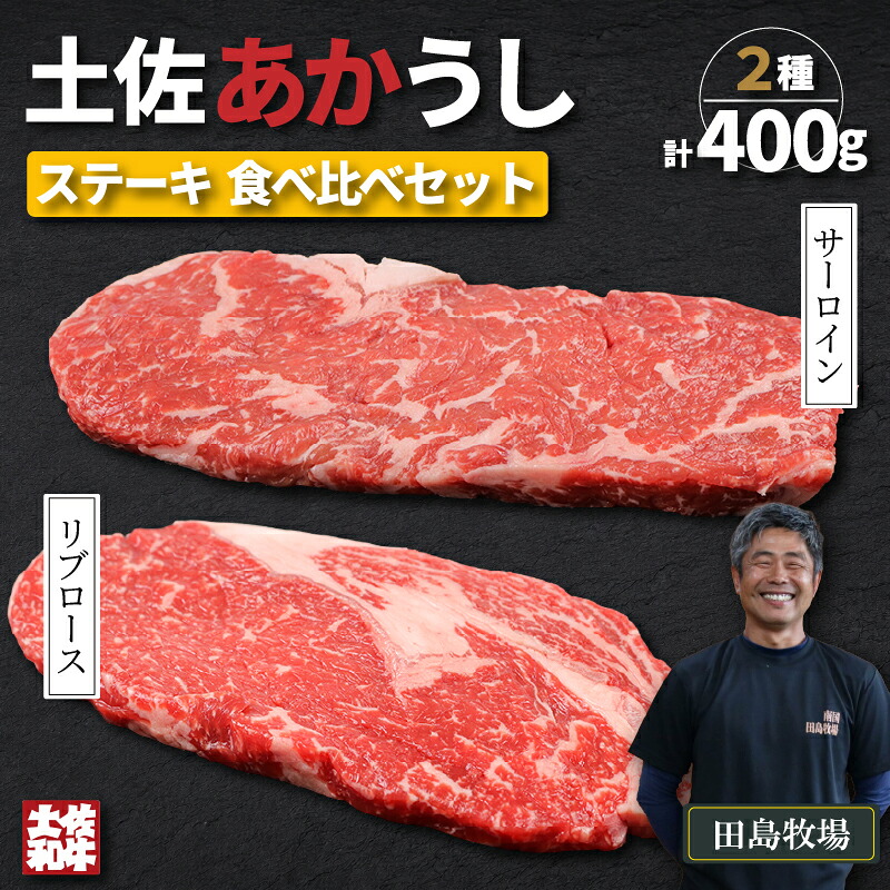 赤身 土佐 あかうし 赤牛 ロース ステーキ 贅沢 2種 食べ比べ Bセット 計400g 和牛 あか牛 アカウシ 牛肉 希少 ブランド 国産 プレゼント ギフト 冷凍 贈答 高知県 南国市 MM015