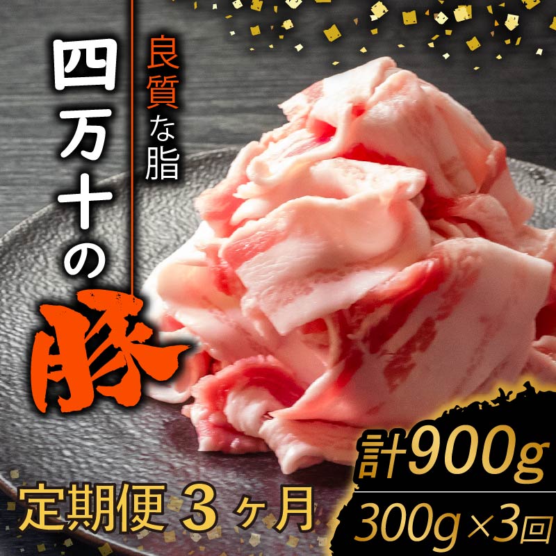 【定期便3回】四万十ポークスライス 計900g(300g×3ヶ月連続お届け) Vコース | 豚肉 豚バラ肉 小分け 小間切れ スライス 切り落とし 冷凍 真空パック 簡単調理 細切れ 大容量 肉 高知