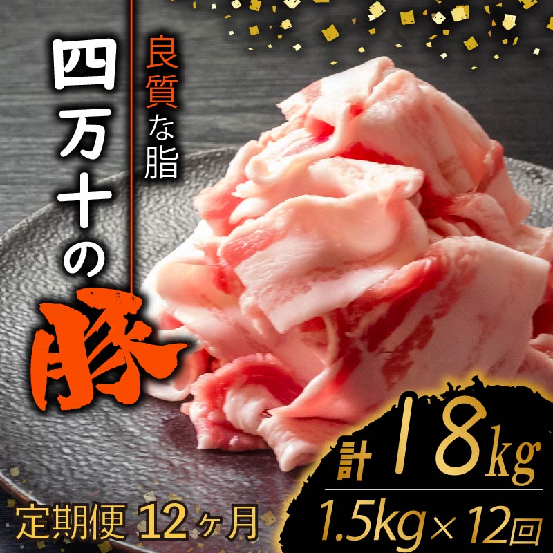 【定期便12回】四万十ポークスライス 計18kg(1.5kg×12ヶ月連続お届け) 2Jコース | 豚肉 豚バラ肉 小分け 小間切れ スライス 切り落とし 冷凍 真空パック 簡単調理 細切れ 大容量