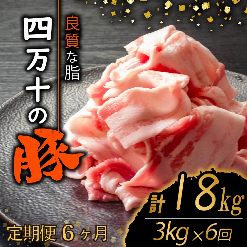 【定期便6回】四万十ポークスライス 計18kg(3kg×6ヶ月連続お届け) 2Oコース | 豚肉 豚バラ肉 小分け 小間切れ スライス 切り落とし 冷凍 真空パック 簡単調理 細切れ 大容量 肉 高知