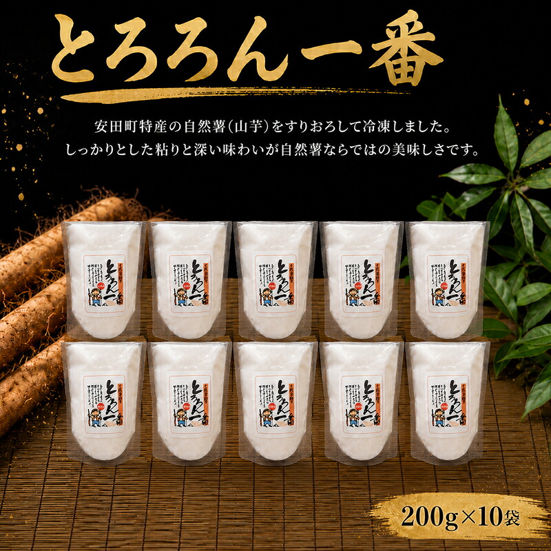 自然薯 とろろん1番( すりおろし ) 10袋 とろろ 冷凍 小分け じねんじょ とろろ汁 ご飯 ごはん うどん 饂飩 そば 蕎麦 山かけ やまかけ お好み焼き ふわふわ 高知県 安田町 JN0003