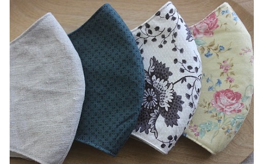立体 3層 リネン コットン リバーシブル マスク てづくり 手作り ハンドメイド プレゼント ギフト プチギフト 贈り物 綿 綿素材 高知県 高知 黒潮町 [1318-2]