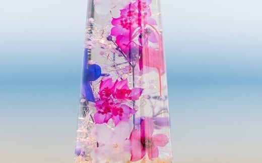 プリザーブドフラワー パープル系 ハーバリウム 天然石 入り LEDライト付き ハンドメイド ギフト プレゼント 贈答用 お祝い 記念日 母の日 敬老の日 クリスマス ホワイトデー お花 高知県産 花