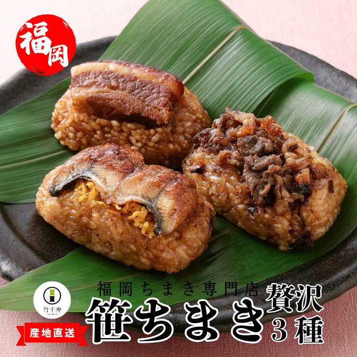 〈竹千寿〉贅沢 笹ちまき 3種 9個 豚角煮 鰻 和牛 [M670-1] 中華ちまき おこわ 笹おこわ 個包装 冷凍おにぎり おにぎり お取り寄せ 贈り物 内祝 お返し お祝い おこわギフト グルメ