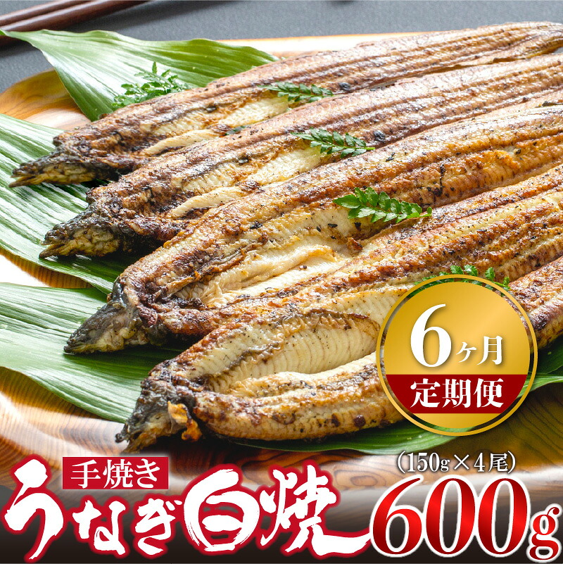 【6ヶ月定期便】〈いろは〉九州産手焼きうなぎ白焼き 4尾 (約600g) [M988-1] ウナギ 鰻 炭火焼き 肉厚 うな重 ランキング 土用の丑の日 鹿児島県 人気 オススメ 宮若市