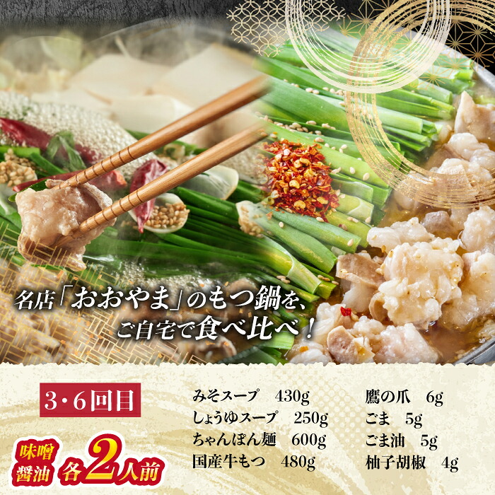 「おおやま」もつ鍋 味わい定期便【隔月定期便(年6回発送)】 [M967-1]