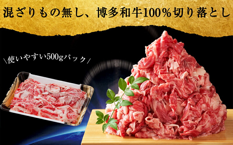 【数量限定】福岡県産 ブランド牛 博多和牛 100％ 切り落とし (モモ・バラ・ウデ混合) 500g×1パック 計500g [M544-1] 湯煎 熱湯 和牛 便利 人気 和食 夜食 惣菜 時短
