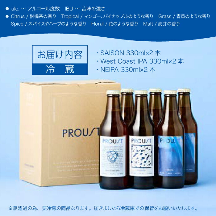 宮若市産のクラフトビール PROUSTボックスギフトセット [M898-1] 酒 お酒 父の日 ギフト プレゼント 贈り物