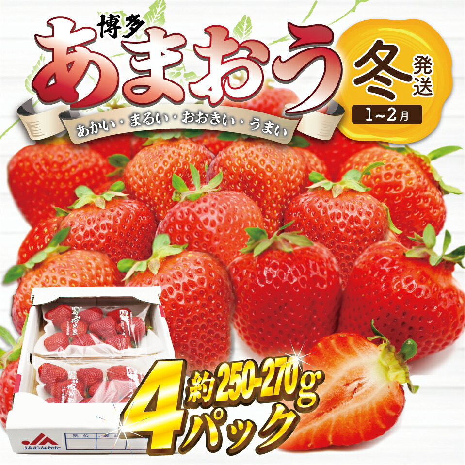 【先行予約】【2027年1月上旬より順次発送】博多あまおう 250g~270g×4パック [M868-2]