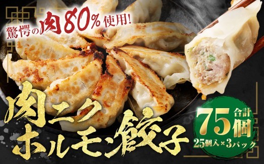 A327 驚愕の肉80%使用! 肉ニクホルモン餃子 1パック25個入り 680g×3パック (合計75個) 冷凍餃子 餃子 惣菜 弁当 おかず 小分け 冷凍 福岡県 みやま市