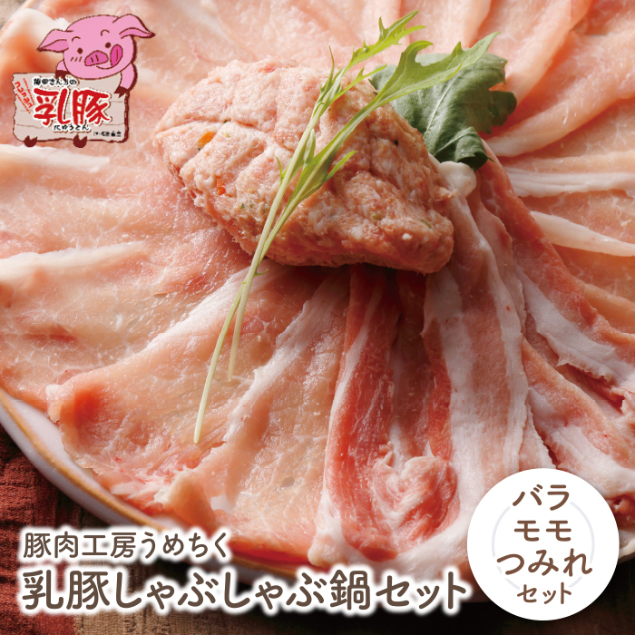乳豚 しゃぶしゃぶ鍋Bセット(バラ・モモ・つみれ) 計1.25kg 豚肉 ぶたにく バラ肉 もも肉 つみれ 小間切れ 国産豚 人気 おすすめ スライス 豚しゃぶ セット 詰め合わせ しゃぶしゃぶ