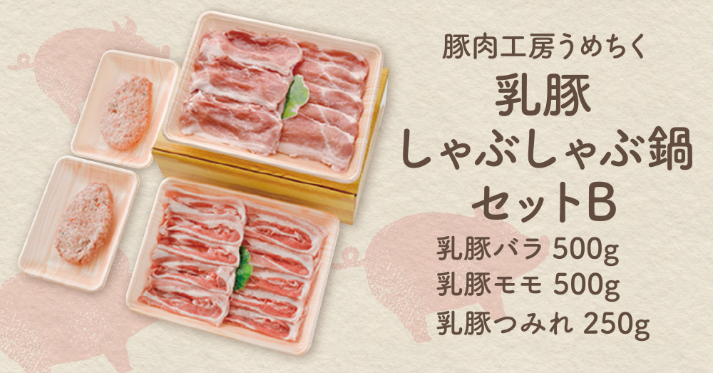 乳豚 しゃぶしゃぶ鍋Bセット(バラ・モモ・つみれ) 計1.25kg 豚肉 ぶたにく バラ肉 もも肉 つみれ 小間切れ 国産豚 人気 おすすめ スライス 豚しゃぶ セット 詰め合わせ しゃぶしゃぶ
