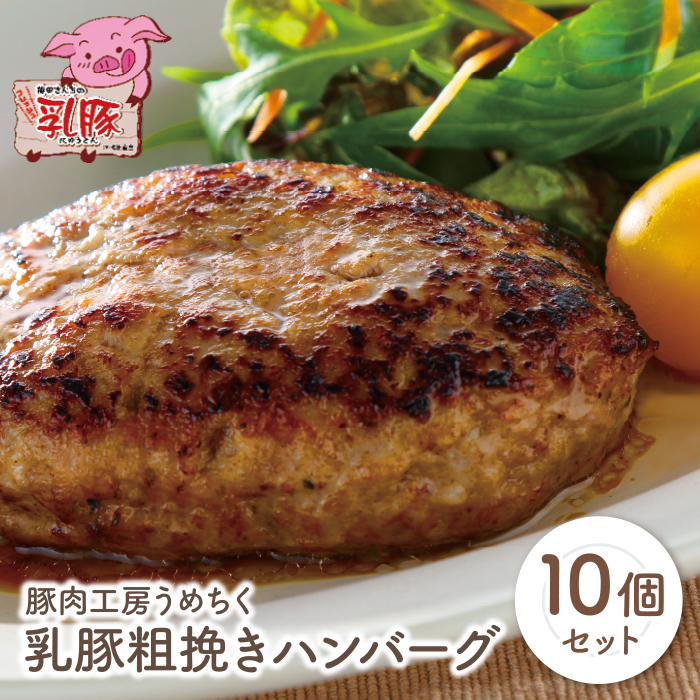 国産ブランド豚使用！ 乳豚 粗挽きハンバーグ10個 計1.8kg ハンバーグ 国産 豚肉 洋食 ハンバーグ はんばーぐ 冷凍 人気 ハンバーグ おかず 肉 おすすめ ハンバーグ ポークバーグ 人気
