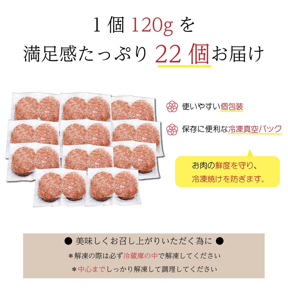 【14日以内発送!数量限定】佐賀牛入り ハンバーグ 22個 2.6kg(120g×22個)【佐賀牛 黒毛和牛 ブランド牛 九州 ハンバーグ 牛肉 豚肉 国産 お弁当 おかず 惣菜】(H083106)