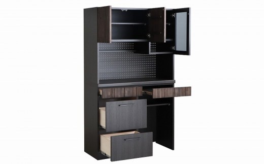 RESE 105KB B(ガラス上台・ダスト下台) 【キッチンボード レンジ 食器棚 食器 キッチン 家具 国産 収納 台所収納 完成品】(H060646)