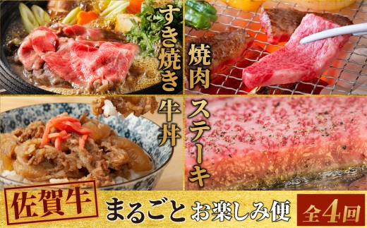 【スピード発送】【4回定期便】 佐賀牛 まるごと欲張り お楽しみ便(合計3kg)【希少 国産和牛 牛肉 肉 ヒレ サーロイン ロース ステーキ 特選 すき焼き】(H085146)
