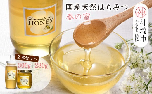 【数量限定】2025年産 国産天然蜂蜜(春の蜜)300g & 280g【合計580g】【蜂蜜 パンケーキ ヨーグルト 甘み フルーティ とろとろ】(H049127)