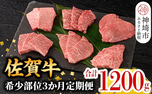 【希少部位を厳選!】佐賀牛定期便 3ヶ月【ザブトン 三角バラ イチボ とうがらし ミスジ トモサンカク カイノミ ササミ おまかせで3種 牛肉 焼肉 厚切り a4 a5 A4 A5】(H106107)