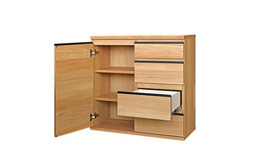 ムルート 80 スリムキャビネット NA【ナチュラル 完成品 薄型 収納家具 省スペース カウンター下】(H062391)