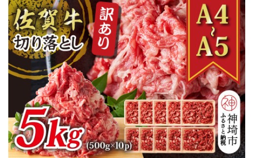 訳あり!【A4~A5】佐賀牛切り落とし 5kg(500g×10P)【肉 牛肉 ブランド牛 黒毛和牛 ふるさと納税】(H112284)