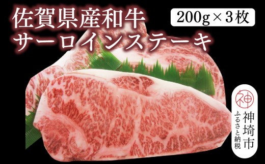 佐賀県産和牛サーロインステーキ 600g(200g×3枚)【黒毛和牛 牛肉 サーロイン ステーキ肉】(H116104)