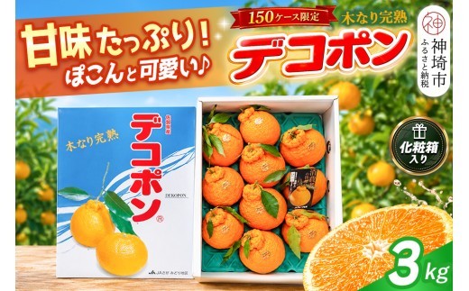 【2027年3月中旬より発送開始】【木なり完熟】デコポン 3kg 150ケース限定【みかん 柑橘 清美 ポンカン フルーツ デザート】(H116148)