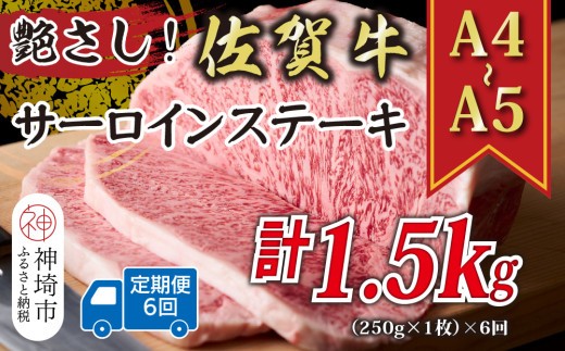 【6か月定期便】艶さし!【A4~A5】佐賀牛サーロインステーキ 250g(250g×1枚)×6回【肉 牛肉 ブランド牛 黒毛和牛 ステーキ肉 ふるさと納税】(H112191)