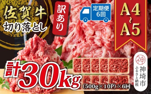 【6か月定期便】訳あり!【A4~A5】佐賀牛切り落とし 5kg(500g×10P)×6回【肉 牛肉 ブランド牛 黒毛和牛 ふるさと納税】(H112325)