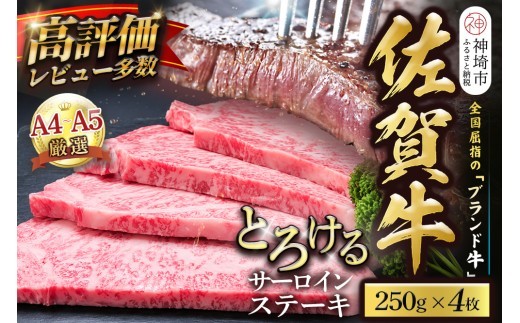 佐賀牛 サーロインステーキ 250g×4枚
