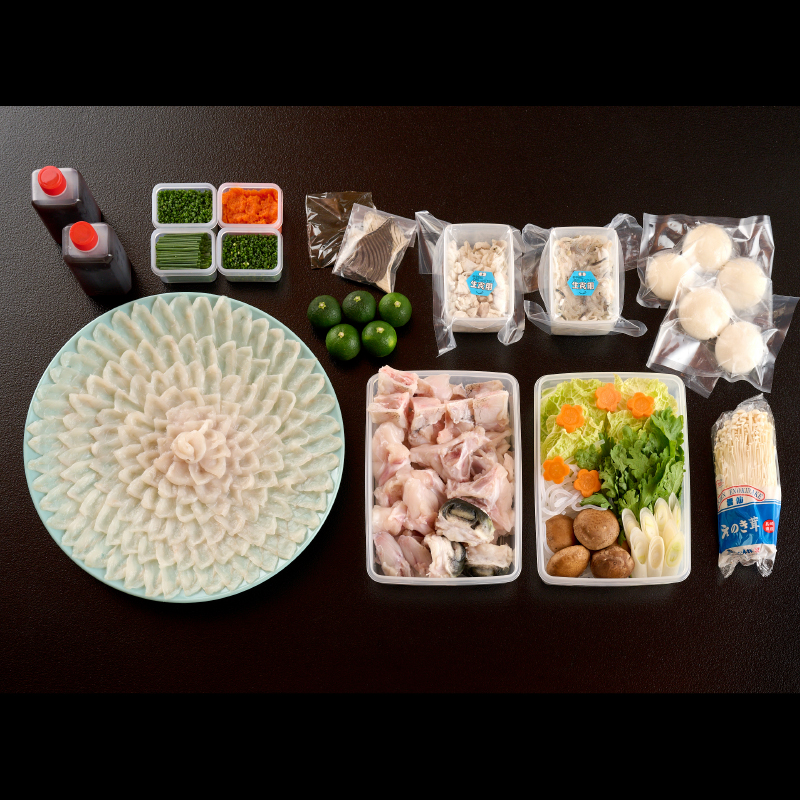 料亭「魚喜」とらふぐフルコース(冷蔵) 5人前【フグ 河豚 ふぐ皮 ふぐ刺し ふぐ鍋 ふぐ刺身 冷蔵 てっさ てっちり】(H028111)