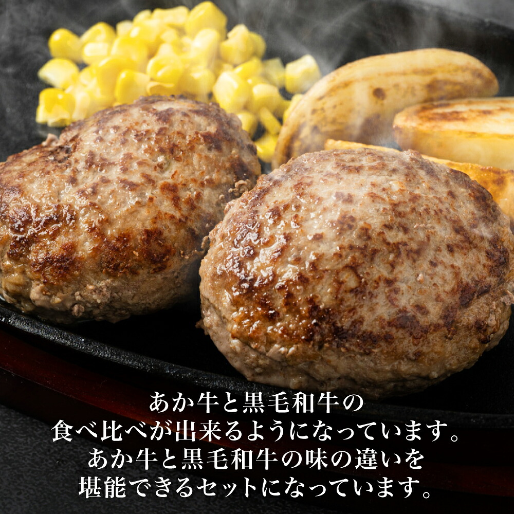 食べ比べハンバーグセット（あか牛ハンバーグ＆黒毛和牛ハンバーグ）