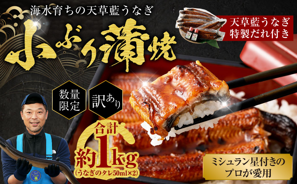 海水育ちの天草 藍うなぎ 小ぶり 蒲焼 1kg