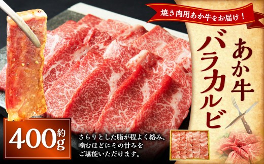 < R8年熊本地震復興支援 >あか牛カルビ焼き肉用(あか牛バラカルビ約400g) あか牛 肉 お肉 牛肉 バラ バラ肉 カルビ 褐牛 褐毛和種 和牛 国産牛 焼肉 焼き肉 熊本県 上天草市 冷凍