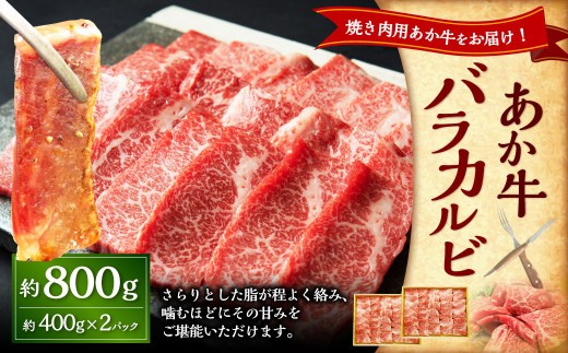 < R8年熊本地震復興支援 >あか牛カルビ焼き肉用 約800g(あか牛バラカルビ約400g×2パック) あか牛 肉 お肉 牛肉 バラ バラ肉 カルビ 褐牛 褐毛和種 和牛 国産牛 焼肉 焼き肉 熊本県