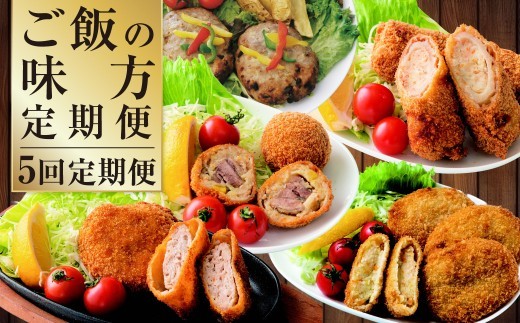 < R8年熊本地震復興支援 >【5回定期便】ご飯の味方定期便 ハンバーグ コロッケ 大砲巻き メンチカツ 定期 定期便 5種 揚げ物 惣菜 おかず 冷凍 国産 九州産 熊本県 上天草市
