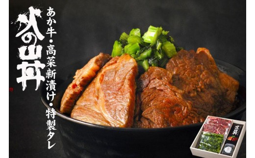あか牛 火の山丼(ふるさとセット)牛肉 特製タレ 高菜 熊本県阿蘇産 ステーキ 丼 セット 赤牛 あかうし 熊本 くまもと 和牛 褐色和牛 国産 赤身 贅沢 ごちそう 贈り物 ギフト 贈答用