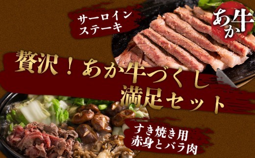 【GI認証】あか牛贅沢すき焼き500gとサーロインステーキ400ｇのセット 赤牛 牛肉 すき焼き用 すき焼き 鍋 簡単 お取り寄せ 冷凍 お土産 ギフト 贈り物 贈答用 豪華 贅沢 ご褒美 お祝
