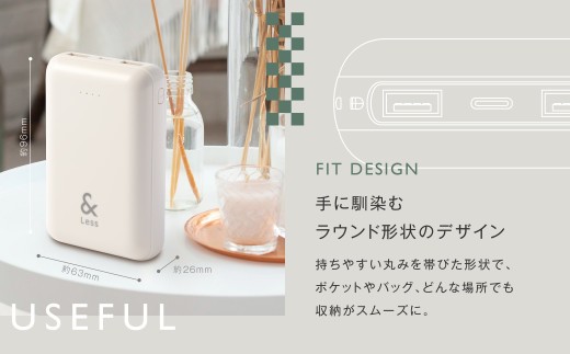 モバイルバッテリー 10,000mAh グレー 【日本製】 3出力充電 軽量 小型 大容量 iphone Type-ｃ 充電器 【＆Less】