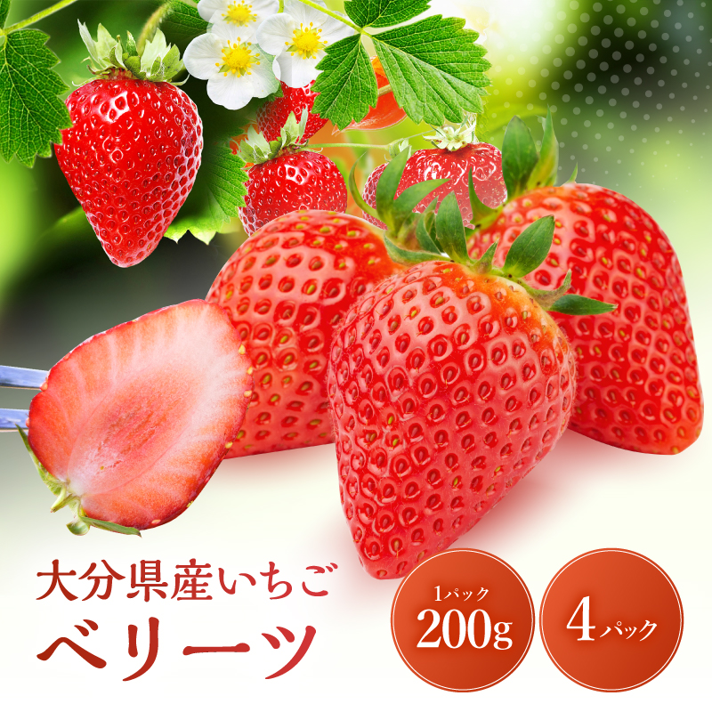 大分県ブランド いちご ベリーツ 約 800g ( 200g×4パック )