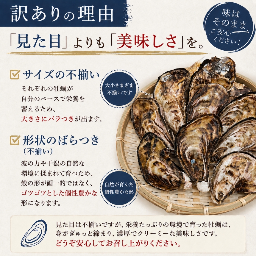 【訳あり】殻付き真牡蠣 選べる 内容量 600g ～ 2.5kg