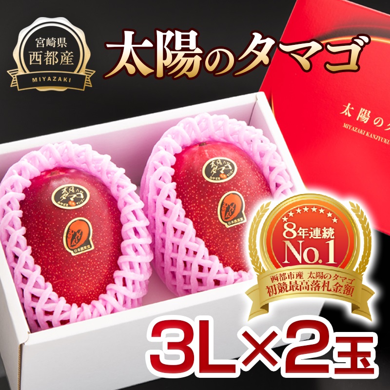 2027年発送 最高級ブランド『太陽のタマゴ』3L×2個【糖度15度以上】宮崎県西都市産完熟マンゴー【先行予約】 <26-6a>