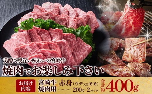 宮崎牛 焼肉用(赤身) 400g 真空パック
