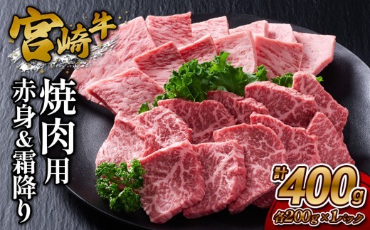 宮崎牛 焼肉セット(赤身&霜降り) 400g 真空パック