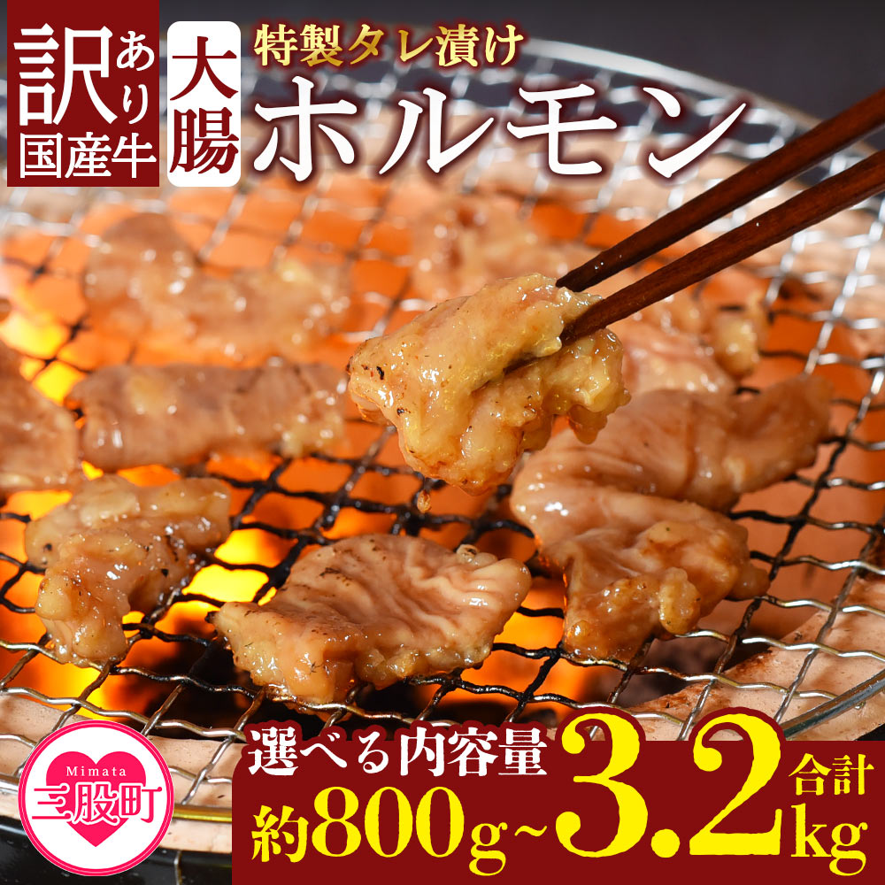 ＜【訳あり】国産牛ホルモン大腸（特製タレ漬け）＞ 800g 1.6kg 3.2kg 国産牛ホルモン 国産 牛肉 肉 ホルモン モツ 大腸 ダイチョウ【MI024-nk】