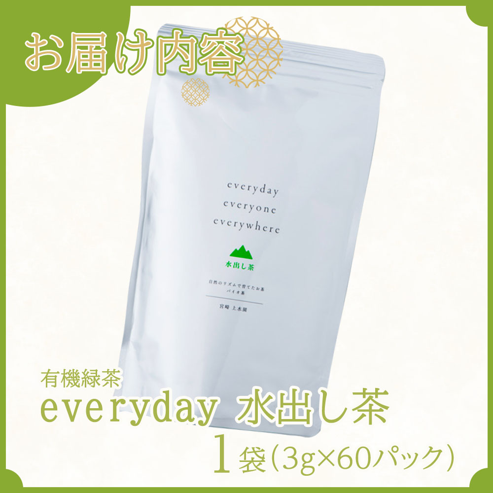 everyday 水出し茶 1袋（Lサイズ） 有機緑茶 お茶 茶葉 tea 緑茶 製茶 水出し アイス ティーバッグ マグボトル お手軽 小分け 飲料類 水分補給 国産 宮崎県産 九州産 スポーツ 【MI391-km】