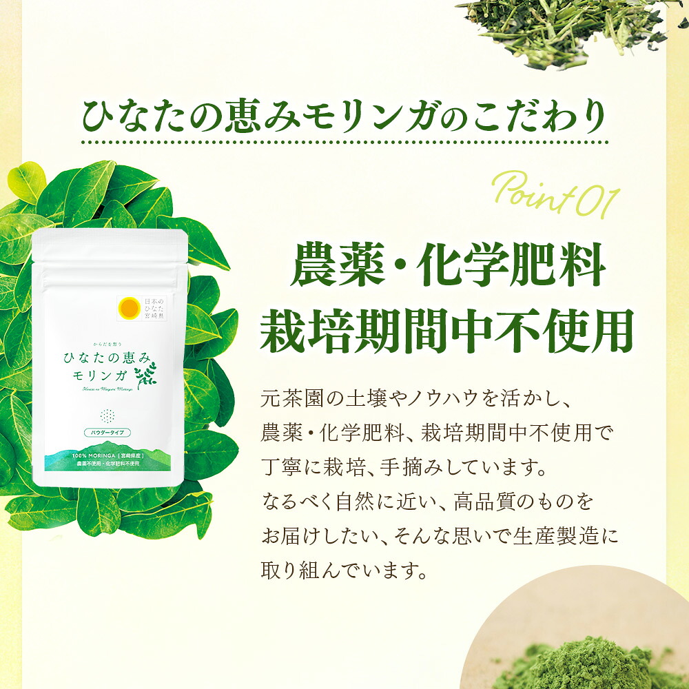 ひなたの恵みモリンガパウダー25g 宮崎県三股町産 モリンガ使用 ひなたモリンガ パウダータイプ スーパーフード 国産 粉末 健康 パウダー 簡単 宮崎県産 JAS認定工場製造 腸内改善 【MI261-ys】